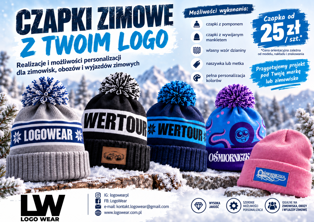 logowear czapki zimowe poprawne logo
